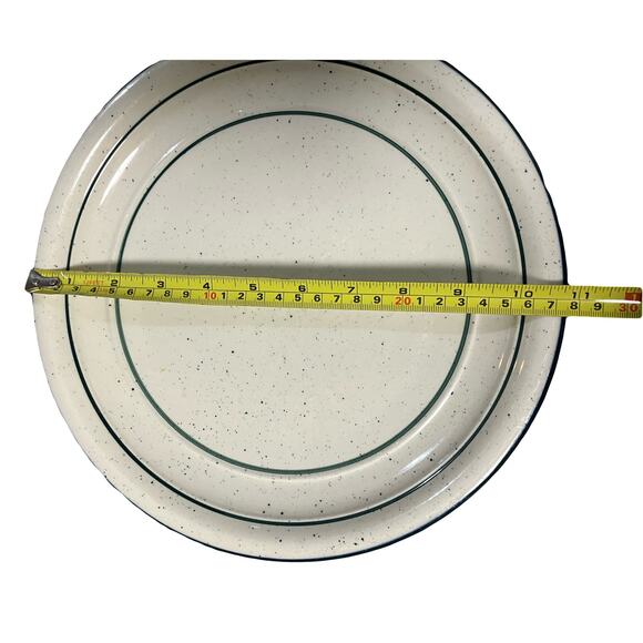 Tienshen Country Crock 11" Dinner Plate Green Crock Flecks Vintage Discontinued - Picture 5 of 7